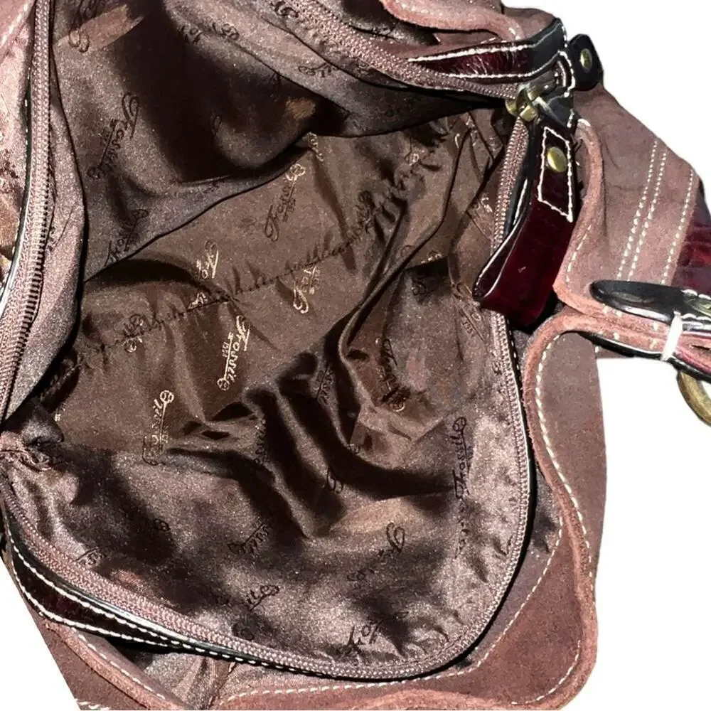 ▶️ Fossil ◀️ Brown Leather Croc Embossed, Suede